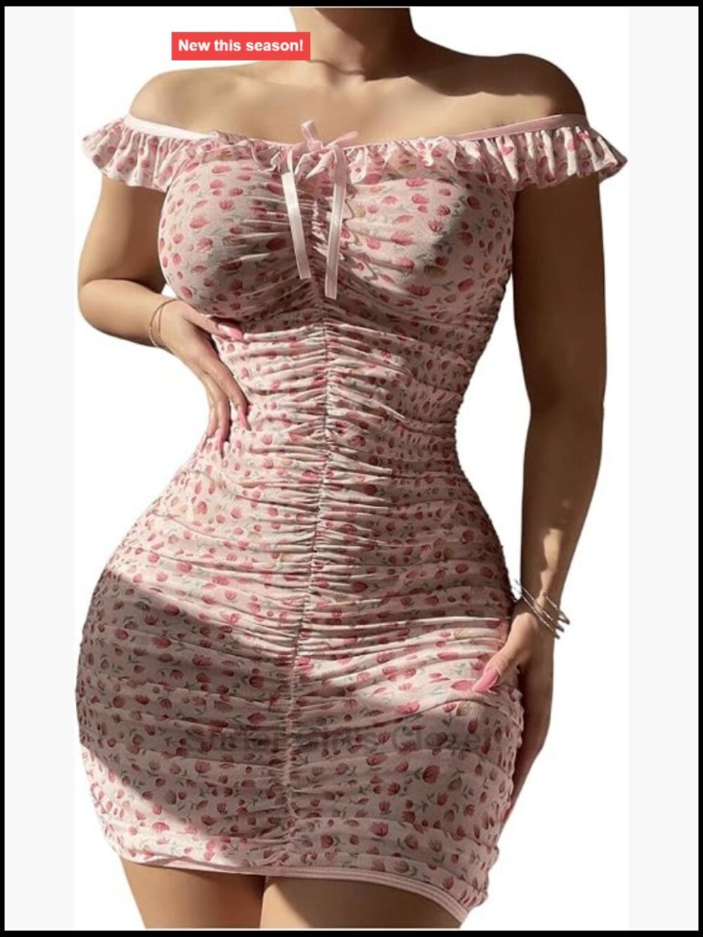Floral Mesh Babydoll Lingerie Off Shoulder Mini Dress